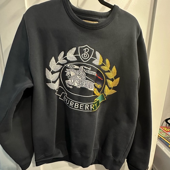Burberry Navy Blue Crest Crewneck